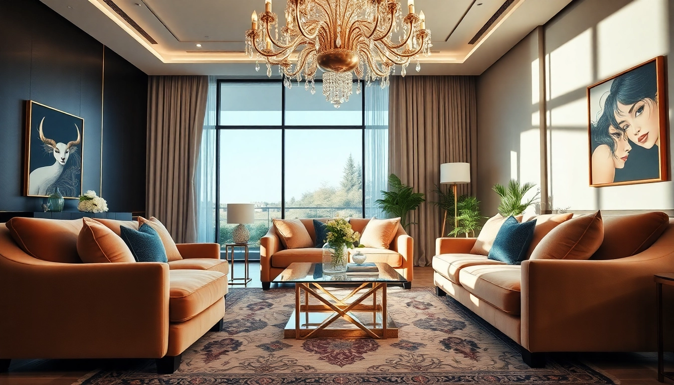 Enhance your space with luxury interior design featuring elegant furniture and rich colors.