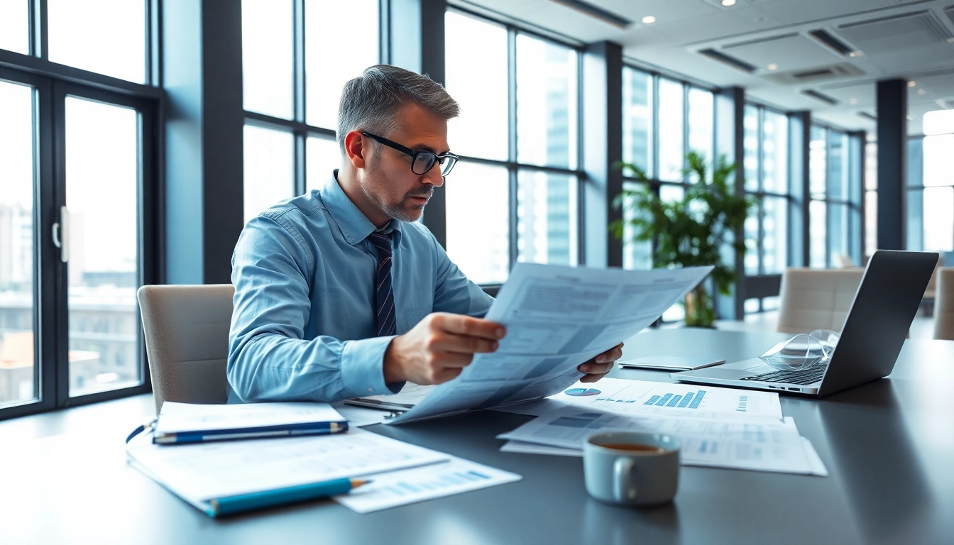 Financial Planning and Analysis Consultant engaged in detailed analysis in a bright corporate office.
