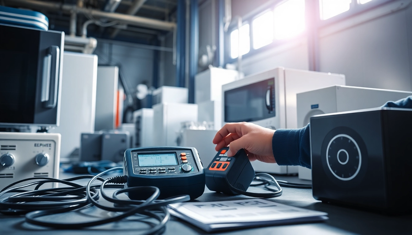 Performing PAT Testing with specialized equipment to ensure electrical safety in appliances.