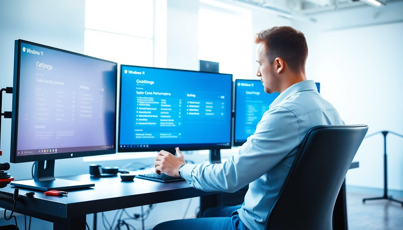 Optimize Windows 11 performance with the best settings in a modern tech workspace.