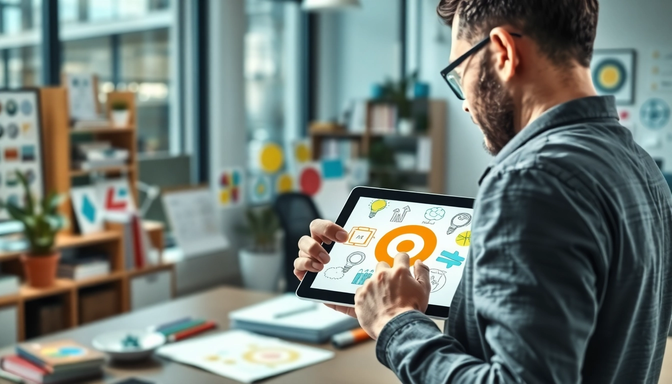 Generate unique brand ideas with namelix showcasing a designer brainstorming logos.