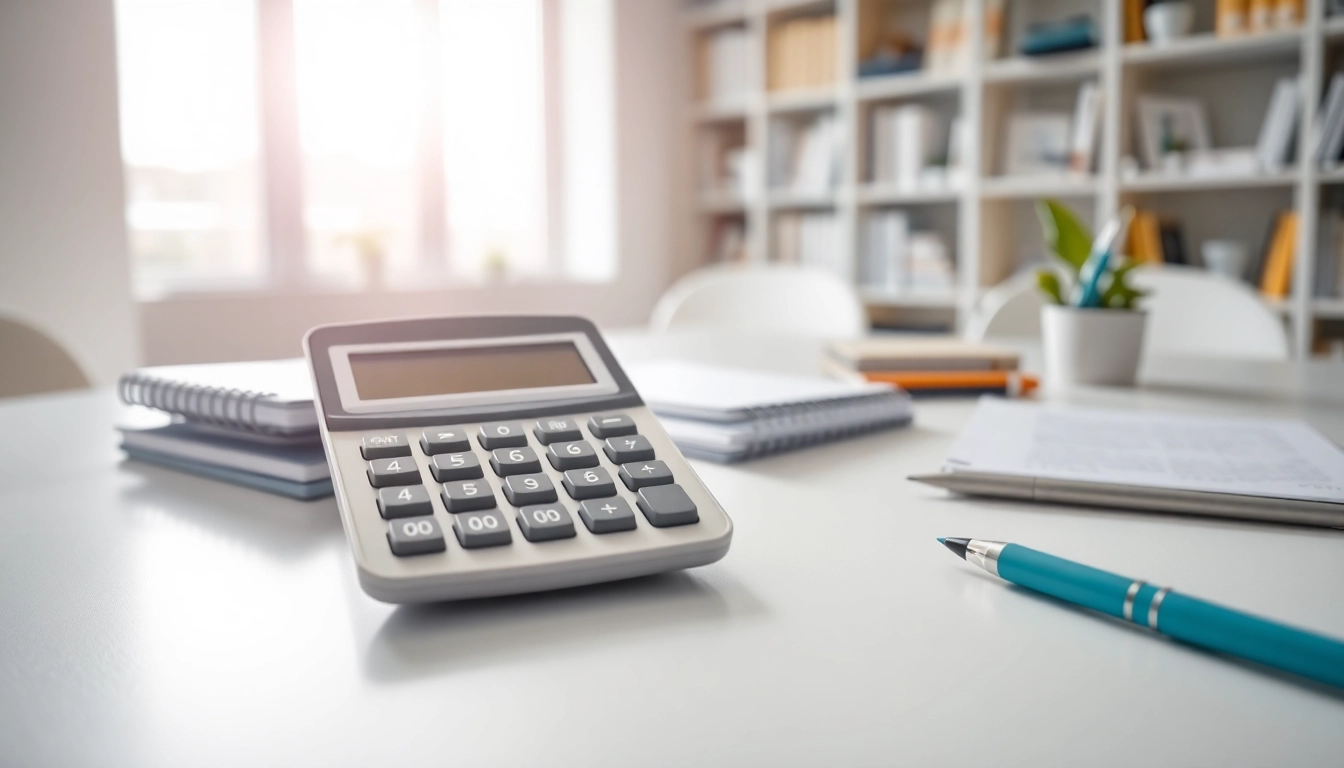 Using the Basic Calculator for quick arithmetic calculations on a modern desk.
