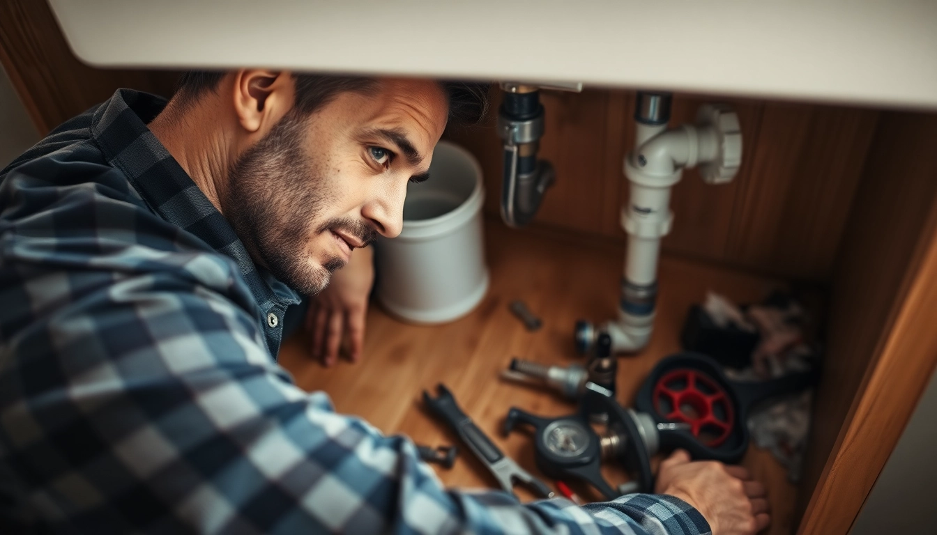 Emergency Plumber Sydney addressing a burst pipe in a kitchen, showcasing urgent repairs.