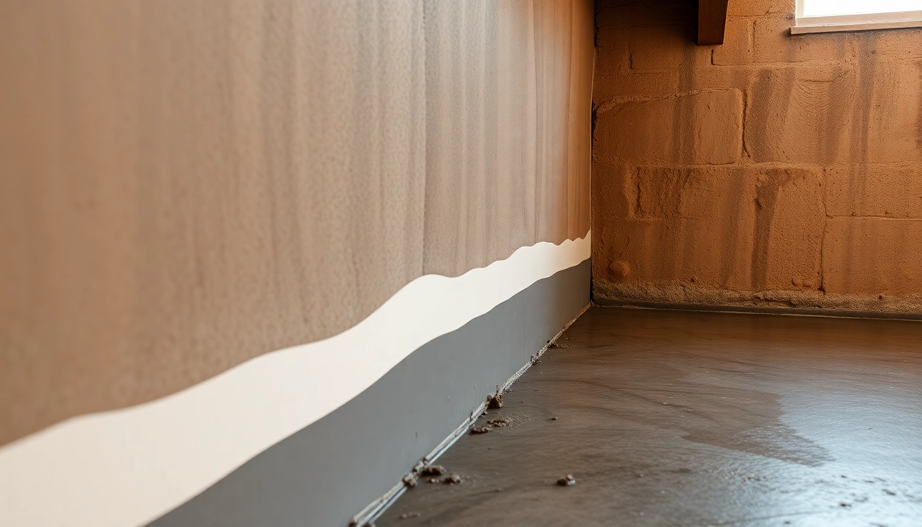 Basement waterproofing sealant application in a residential setting with clear expertise.