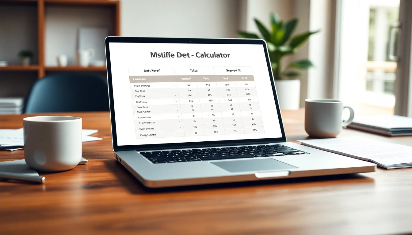 Calculate your finances with an insightful debt payoff calculator on a sleek laptop.