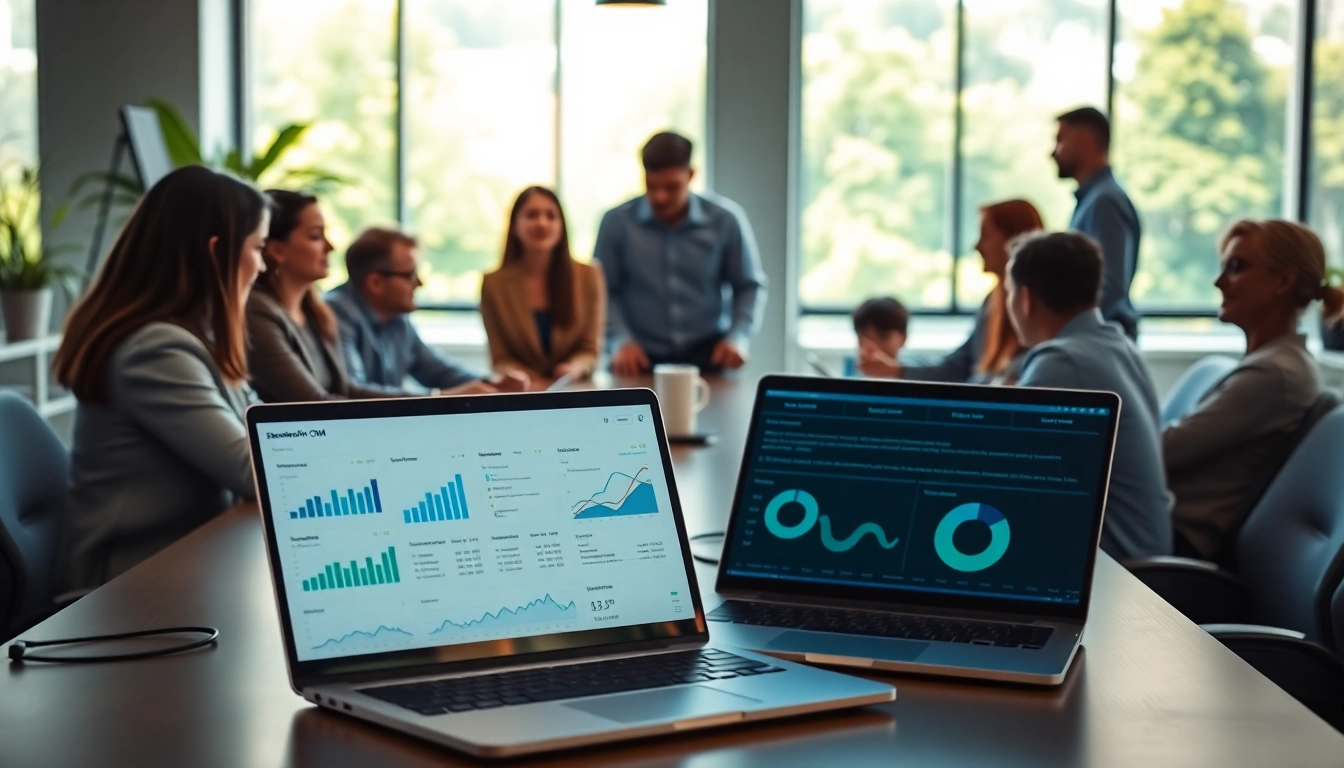 Showcasing professionals using a Membership CRM for effective team collaboration and management.