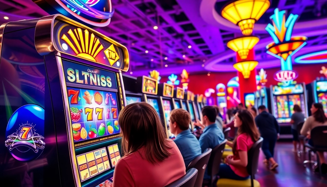 Menangkan permainan posjp33 slot dengan eksitasi pemain di kasino yang cerah.