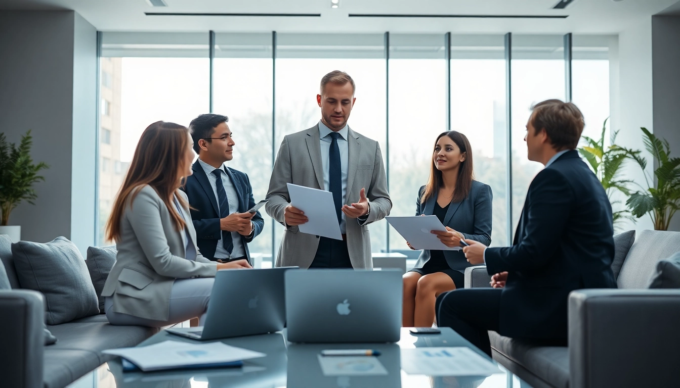 Engaging scene of Quickplus Business Consultants facilitating a discussion in a professional office.