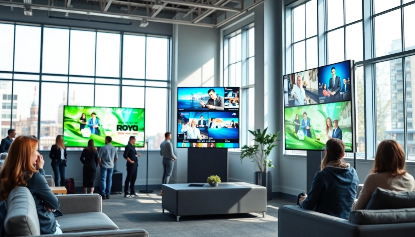 Engage with digital signage displays that showcase vibrant content in a professional setting.