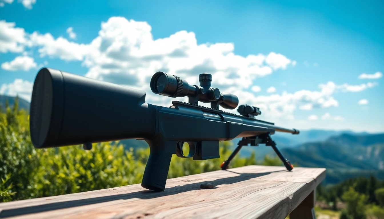 A skilled marksman adjusting a 50 cal sniper rifle for precision shooting in a natural landscape.