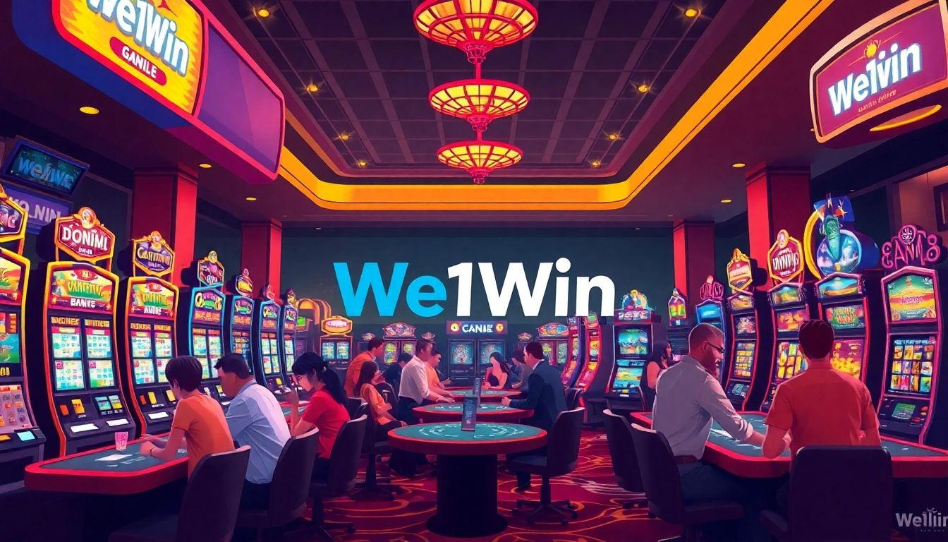 Engaging We1Win casino scene showcasing players in a vibrant gaming atmosphere.