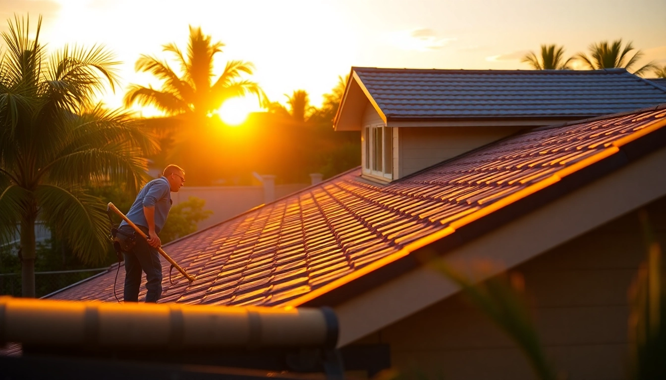 Experienced roofer conducting roof repairs Gold Coast demonstrating quality craftsmanship on a residential property.