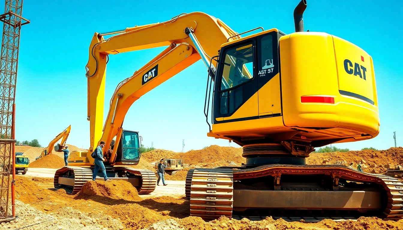 Efficient excavator hire on a busy construction site, emphasizing productivity and robust machinery.