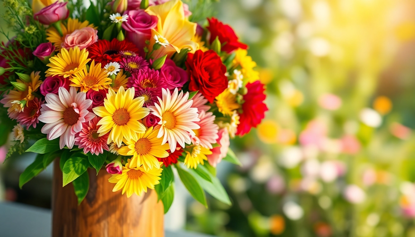 Beautiful bouquet symbolizing Flower Delivery Doreen, surrounded by vibrant seasonal flowers.