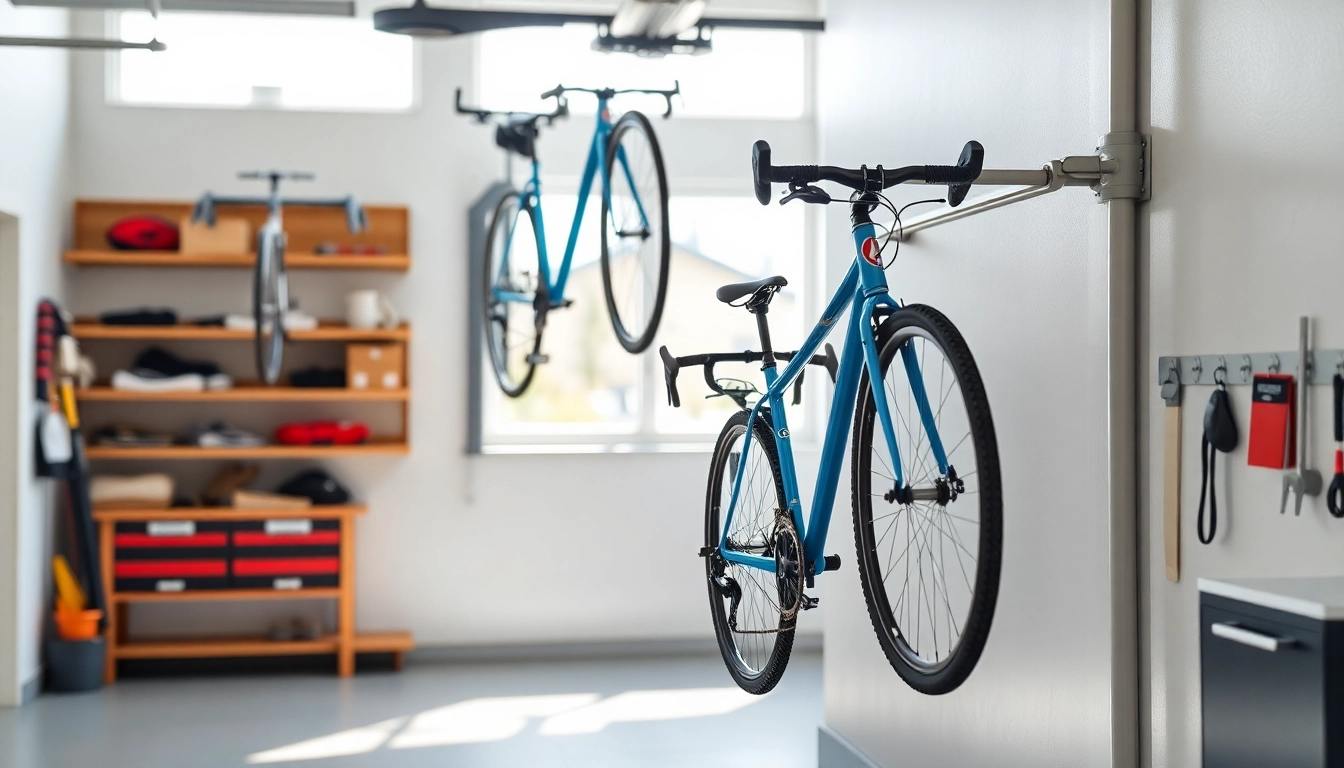 Efficient bike wall rack demonstrating stylish storage for bicycles in a modern setting.