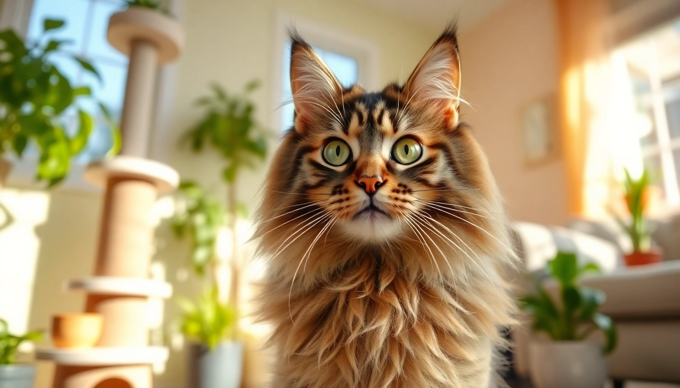 Maine Coon cats for sale Sacramento showcasing a charming cat in a cozy home setting.