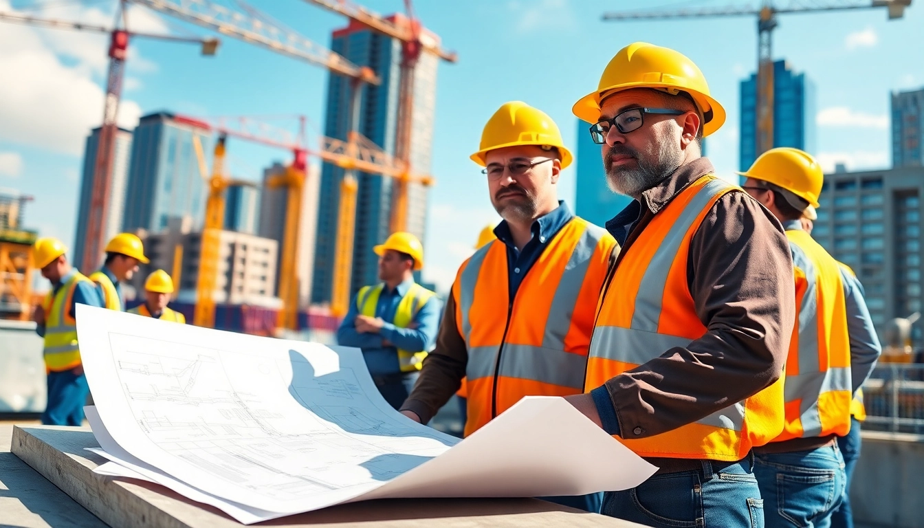 Manhattan Commercial General Contractor leading a dynamic construction team at a bustling site.
