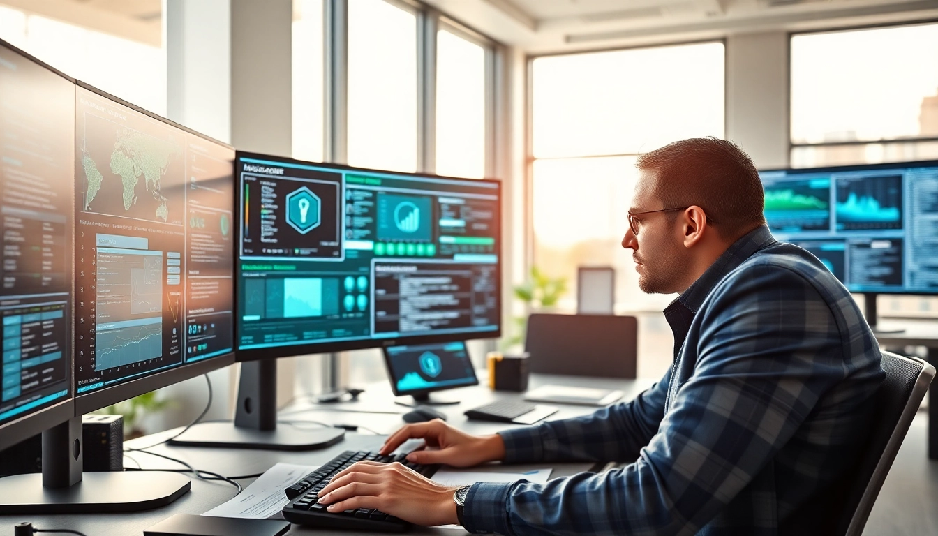 Enhance cyber security fredericksburg strategies with a focused expert reviewing digital interfaces.