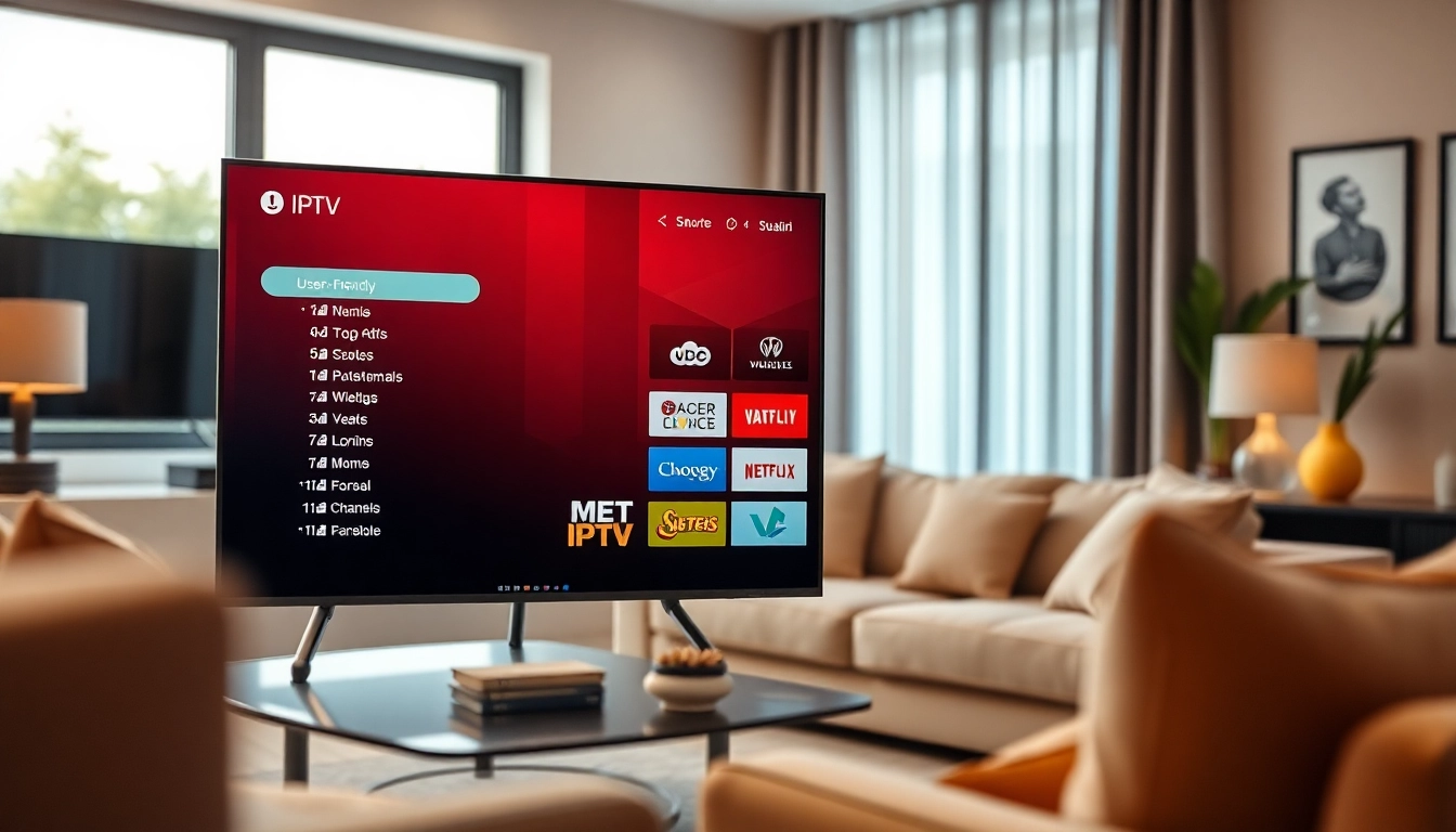 Regardez les chaînes avec le code IPTV sur une télévision moderne dans un salon confortable.