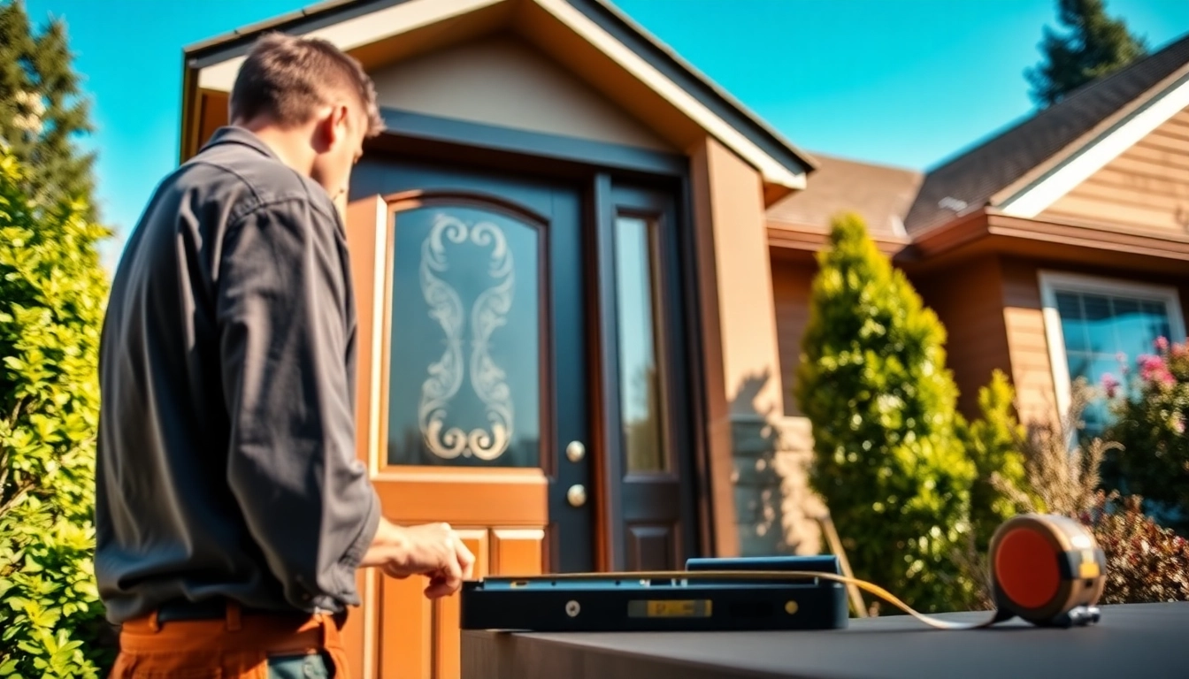 Install Door Replacement Tigard Oregon showcasing a skilled contractor with a high-quality door.