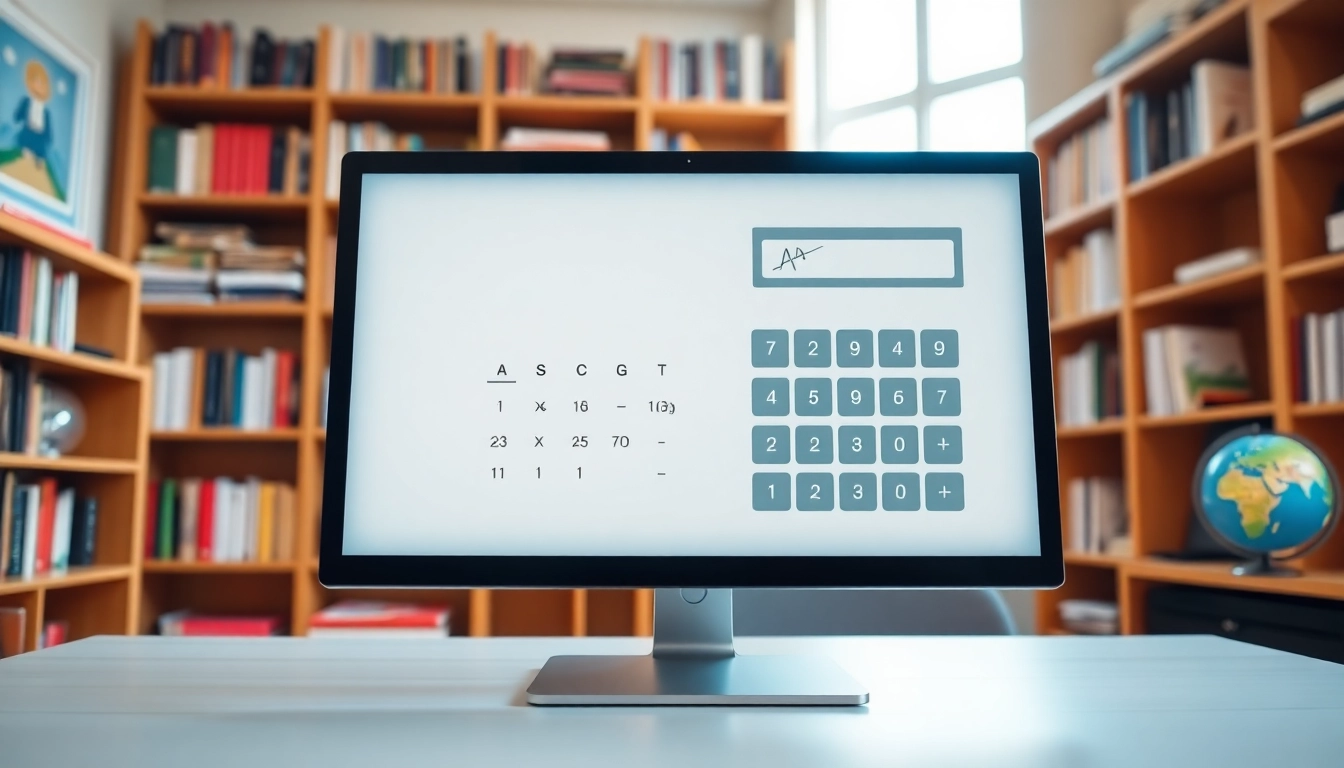 Algebra Calculator interface shown on a computer screen in a study setting.