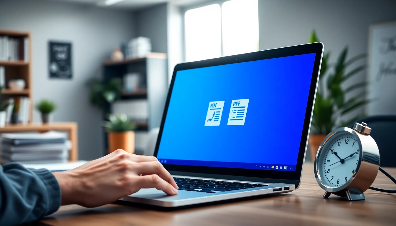 Merge documents seamlessly with our online PDF merger tool on a sleek laptop.