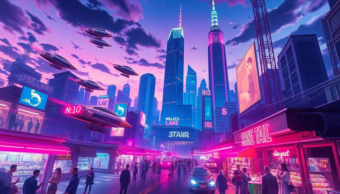 Generate amazing videos using KlingAI Prompts in a lively futuristic cityscape.