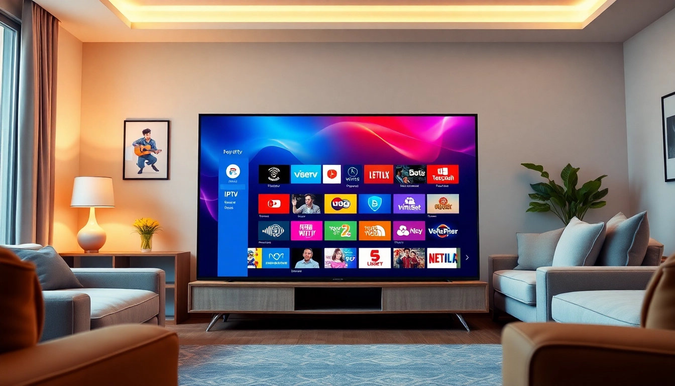 Regarder la meilleure iptv sur un téléviseur moderne avec des chaînes colorées.