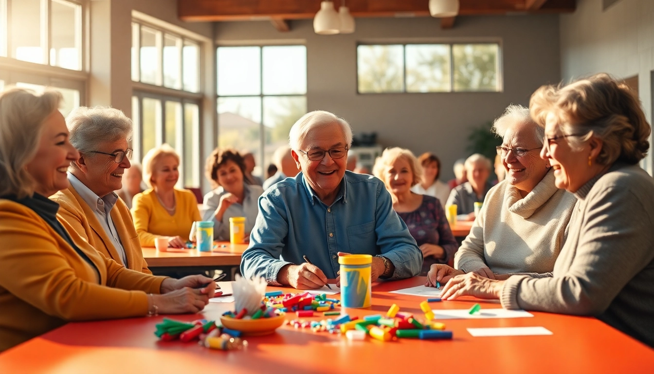 Seniors enjoying activities in a senior center Las Vegas Nevada, showcasing community and joy.