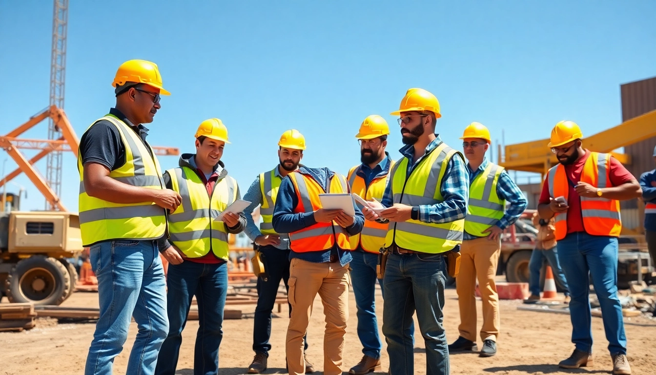 Workers engaging in construction safety training colorado session, demonstrating teamwork and safety practices.