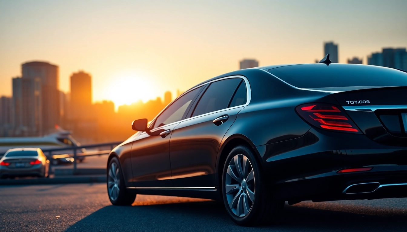 Experience premium town car service vancouver with a luxurious sedan against the stunning Vancouver skyline.