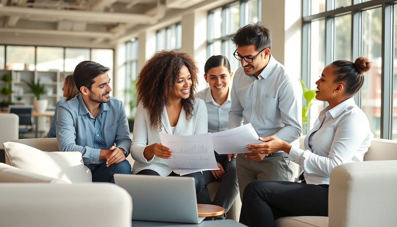 Find skilled Accountants near me discussing finances in a professional office environment.