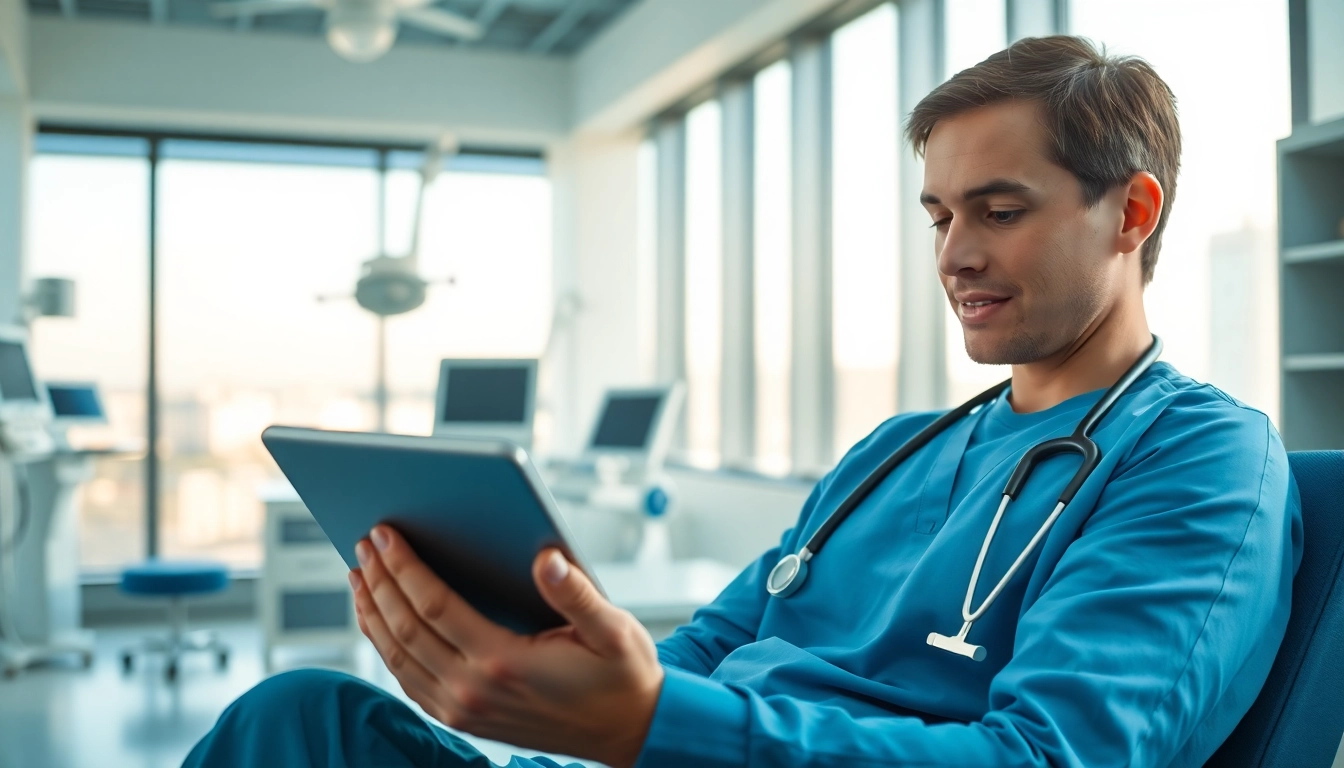 Streamlined ePrescription app development showcased by a healthcare professional in a modern clinic.